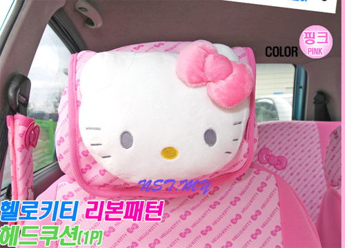 Hello Kitty Bows Car Head Cushion
